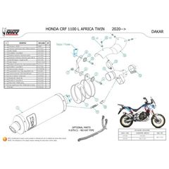 Τελικο Εξατμισης Mivv Dakar Steel/Steel Honda Crf1100 L Africa Twin 21-23