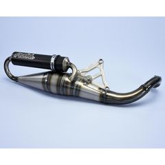 Polini Scooter Team 4 Exhaust Stainless Steel/Carbon - Peugeot Kisbee 50