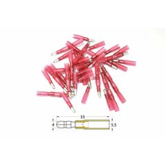 Female Heat-Shrinkable Crimping Bullet Connector ?0.5Mm²/1.5Mm² - 50Pcs Transparent Red