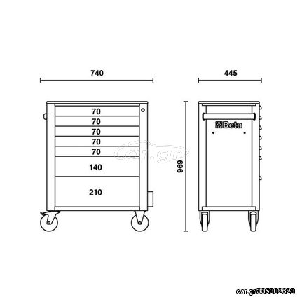 Beta Rsc24/7 Mobile Roller Cab 7 Drawers