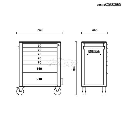 Beta Rsc24/7 Mobile Roller Cab 7 Drawers