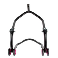 Home Track Under Triple Clamp Front Paddock Stand Matt Black Pink Wheels