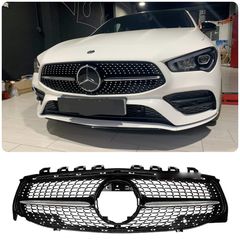 ΜΑΣΚΑ ΕΜΠΡΟΣ Mercedes CLA X118 C118 (2019-up) Black/Chrome DIAMOND DESIGN