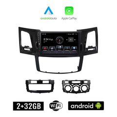 TOYOTA HILUX (2006-2016) Android οθόνη αυτοκίνητου 2+32GB με GPS WI-FI ( TOYOTA ηχοσύστημα αφής 9" ιντσών Apple CarPlay Android Auto 2GB Car Play Youtube Playstore MP3 USB Radio Bluetooth Mirrorl