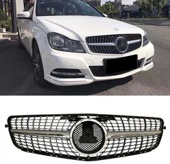 ΜΑΣΚΑ ΕΜΠΡΟΣ Mercedes-Benz C-Class W204 07-14 ΧΡΩΜΙΟ/ΑΣΗΜΙ DIAMOND DESIGN