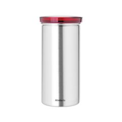 Brabantia 646986 Βάζο για 18 κάψουλες καφέ Matt Steel Fingerprint Proof, Red Lid