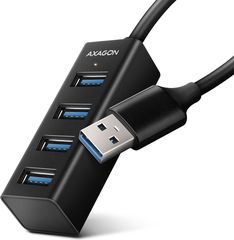 Axagon USB-A Hub 4x USB-A 3.2 Gen 1 Μεταλλικό Καλώδιο 20cm Μαύρο - (HUE-M1A)