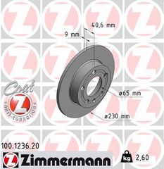 ΔΙΣΚΟΠΛΑΚΑ Α/3 GOLF IV BORA ΠΙΣΩ ZIMMERMANN 100.1236.20