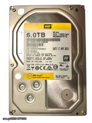 Σκληρος Δισκος 6TB WD Gold Enterprise WD6002FRYZ HDD Hard Disk Drive