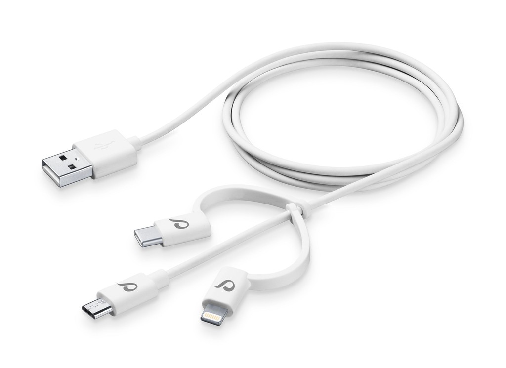 Cellular Line 316111 Regular USB to Lightning / Type-C / micro USB Cable Λευκό 1m