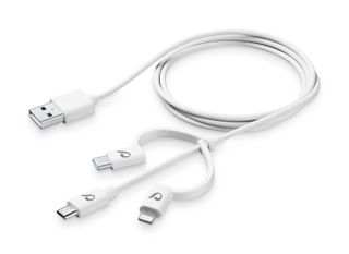 Cellular Line 316111 Regular USB to Lightning / Type-C / micro USB Cable Λευκό 1m