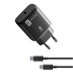 Cellular Line Φορτιστής με Θύρα USB-C και Καλώδιο USB-C 25W Power Delivery Black