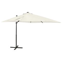 Ομπρέλα Κρεμαστή με Ιστό και LED Χρώμα Άμμου 250 εκ.