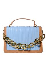 Τσάντα ώμου δερματίνη με αλυσίδα-ΡΟΖ