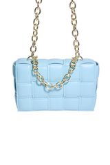 Καπιτονέ τσάντα με χρυσή αλυσίδα-ΡΟΖ