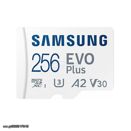 Κάρτα Μνήμης Samsung Evo Plus MB-MC256KA/EU microSDXC 256GB Class 10 U3 V30 A2 UHS-I με αντάπτορα