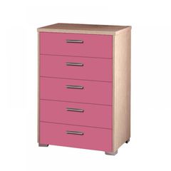 SB-00205 Συρταριέρα παιδική με 5 συρτάρια σε χρώμα δρυς-ροζ 60x45x90   , 1 Τεμάχιο