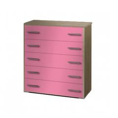 SB-00213 Συρταριέρα παιδική σε χρώμα δρυς-ροζ 80x45x90   , 1 Τεμάχιο