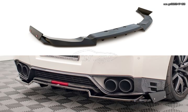 Central Rear Splitter + Flaps for Nissan GTR R35 Facelift