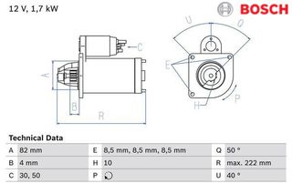 BOSCH Μίζα OPEL Vectra C (Z02) - Signum CC (Z03) - Astra H + J (A04, P10) - Zafira B (A05) - Insignia A (G09) - SAAB 9-5 (YS3E, YS3G) - 9-3 (YS3F)