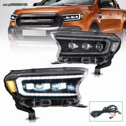 Ford Ranger (T7/T8) 2016+ Εμπρόσθια Φανάρια Led (Trijector)