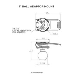 Quad Lock Ανταπτορας 1" Ball Για Βαση Ram Μοτοσυκλετας