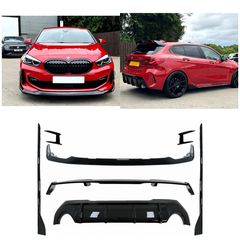 Aero Body Kit Front Bumper Lip and Air Diffuser BMW 1 Series F40 M Sport (2019-Up) Piano Black