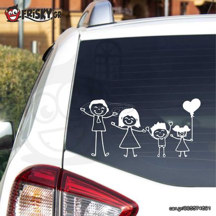 Happy family on board – Οικογένεια με 1 αγόρι και 1 κορίτσι Αυτοκόλλητο Λευκό