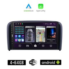 VOLVO S80 (2001-2006) Android οθόνη αυτοκίνητου 4+64GB με GPS WI-FI (ηχοσύστημα αφής 9" ιντσών Apple CarPlay Android Auto 4GB Car Play Youtube Playstore MP3 USB Radio Bluetooth Mirrorlink  εργοστ