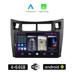 TOYOTA YARIS (2006-2011) Android οθόνη αυτοκίνητου 4+64GB με GPS WI-FI ( TOYOTA ηχοσύστημα αφής 9" ιντσών Apple CarPlay Android Auto 4GB Car Play Youtube Playstore MP3 USB Radio Bluetooth Mirrorl