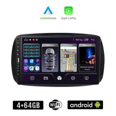 SMART 453 (μετά το 2016) Android οθόνη αυτοκίνητου 4+64GB με GPS WI-FI (ηχοσύστημα αφής 9" ιντσών FORTWO Apple CarPlay Android Auto 4GB Car Play Youtube Playstore MP3 USB Radio Bluetooth Mirrorli