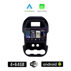 FORD RANGER 2011-2015 Android οθόνη αυτοκίνητου 4+64GB με GPS WI-FI (ηχοσύστημα αφής 9" ιντσών Apple CarPlay Android Auto 4GB Car Play Youtube Playstore MP3 USB Radio Bluetooth Mirrorlink εργοστα