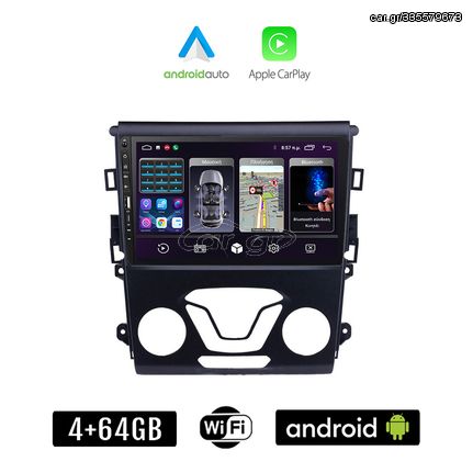 FORD MONDEO (μετά το 2013) Android οθόνη αυτοκίνητου 4+64GB με GPS WI-FI (ηχοσύστημα αφής 9" ιντσών Apple CarPlay Android Auto 4GB Car Play Youtube Playstore MP3 USB Radio Bluetooth Mirrorlink ερ