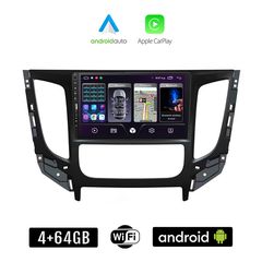 MITSUBISHI L200 (2015-2019) CLIMA Android οθόνη αυτοκίνητου 4+64GB με GPS WI-FI (ηχοσύστημα αφής 9" ιντσών Apple CarPlay Android Auto 4GB Car Play Youtube Playstore MP3 USB Radio Bluetooth Mirror