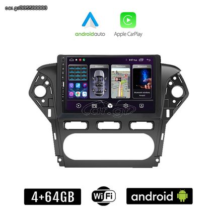 FORD MONDEO (2010 - 2013) Android οθόνη αυτοκίνητου 4+64GB με GPS WI-FI (ηχοσύστημα αφής 9" ιντσών Apple CarPlay Android Auto 4GB Car Play Youtube Playstore MP3 USB Radio Bluetooth Mirrorlink εργ