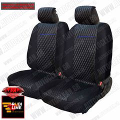 FORD WILDTRAK ΚΑΛΥΜΜΑΤΑ ΤΕΧΝΟΔΕΡΜΑ RUBI ΜΑΥΡΟ MΕ ΜΠΛΕ ΚΕΝΤΗΜΑ WILDTRAK ΣΕΤ 2ΤΜΧ