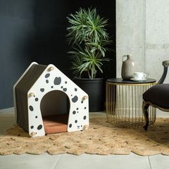 Crete Ξύλινο Σπίτι Σκύλου σε Λευκό χρώμα 65x65x70cm Medium e-WOOD Collection
