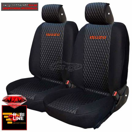 ISUZU ΚΑΛΥΜΜΑΤΑ ΤΕΧΝΟΔΕΡΜΑ RUBI ΜΑΥΡΟ ME ΠΟΡΤΟΚΑΛΙ ΚΕΝΤΗΜΑ ISUZU ΣΕΤ 2ΤΜΧ