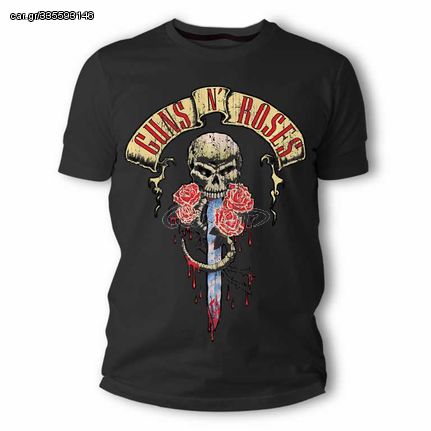 Guns N' Roses Dagger Skull Μπλουζάκι T-shirt σε Μαύρο χρώμα TS70004