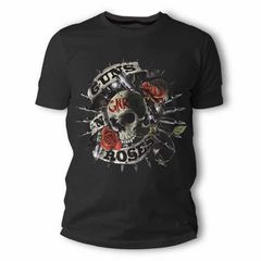 Guns N' Roses Skull Floral Μπλουζάκι T-shirt σε Μαύρο χρώμα TS70009