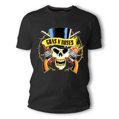 Guns N' Roses Top Hat Skull Μπλουζάκι T-shirt σε Μαύρο χρώμα TS70036