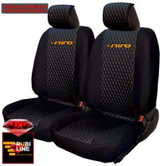 KIA E-NIRO ΚΑΛΥΜΜΑΤΑ ΤΕΧΝΟΔΕΡΜΑ RUBI ΜΑΥΡΟ ME ΠΟΡΤΟΚΑΛΙ ΚΕΝΤΗΜΑ E-NIRO ΣΕΤ 2ΤΜΧ