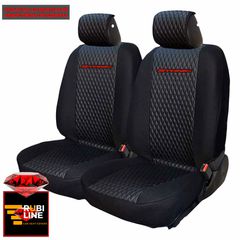 KIA STONIC ΚΑΛΥΜΜΑΤΑ ΤΕΧΝΟΔΕΡΜΑ RUBI ΜΑΥΡΟ ME ΚΟΚΚΙΝΟ ΚΕΝΤΗΜΑ STONIC ΣΕΤ 2ΤΜΧ