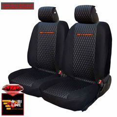 KIA STONIC ΚΑΛΥΜΜΑΤΑ ΤΕΧΝΟΔΕΡΜΑ RUBI ΜΑΥΡΟ ME ΠΟΡΤΟΚΑΛΙ ΚΕΝΤΗΜΑ STONIC ΣΕΤ 2ΤΜΧ