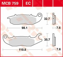 Κωδ.236758 TRW οργανικά τακάκια MCB759 για HONDA CBR 125 R 04-16 / HONDA CBF 125 09-15 1 σετ για 1 δαγκάνα τηλ.215-215-8211