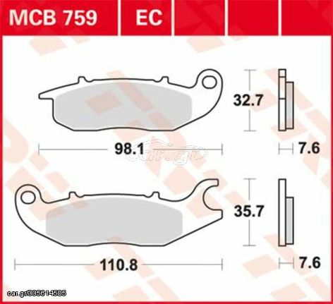 Κωδ.236758 TRW οργανικά τακάκια MCB759 για HONDA CBR 125 R 04-16 / HONDA CBF 125 09-15 1 σετ για 1 δαγκάνα τηλ.215-215-8211