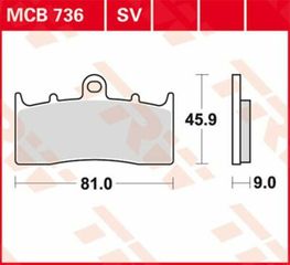 Κωδ.236991 TRW μεταλλικά τακάκια MCB736SV για BMW K 1600 GT ABS 11-21 / BMW K 1600 GTL ABS 11-21 1 σετ για 1 δαγκάνα τηλ.215-215-8211