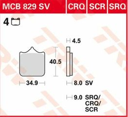 Κωδ.237118 TRW κεραμικά τακάκια MCB829CRQ για BMW S 1000 R ABS 14-24 / BMW S 1000 RR ABS 10-18 1 σετ για 1 δαγκάνα τηλ.215-215-8211