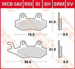 Κωδ.237192 TRW μεταλλικά τακάκια MCB582SH για TRIUMPH SCRAMBLER 865 06-16 / TRIUMPH BONNEVILLE 865 T100 05-15 1 σετ για 1 δαγκάνα τηλ.215-215-8211