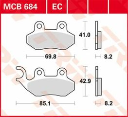 Κωδ.237898 TRW οργανικά τακάκια MCB684EC για SYM JET EUROX 50 03-15 / PGO T-REX 50 04-13 1 σετ για 1 δαγκάνα τηλ.215-215-8211